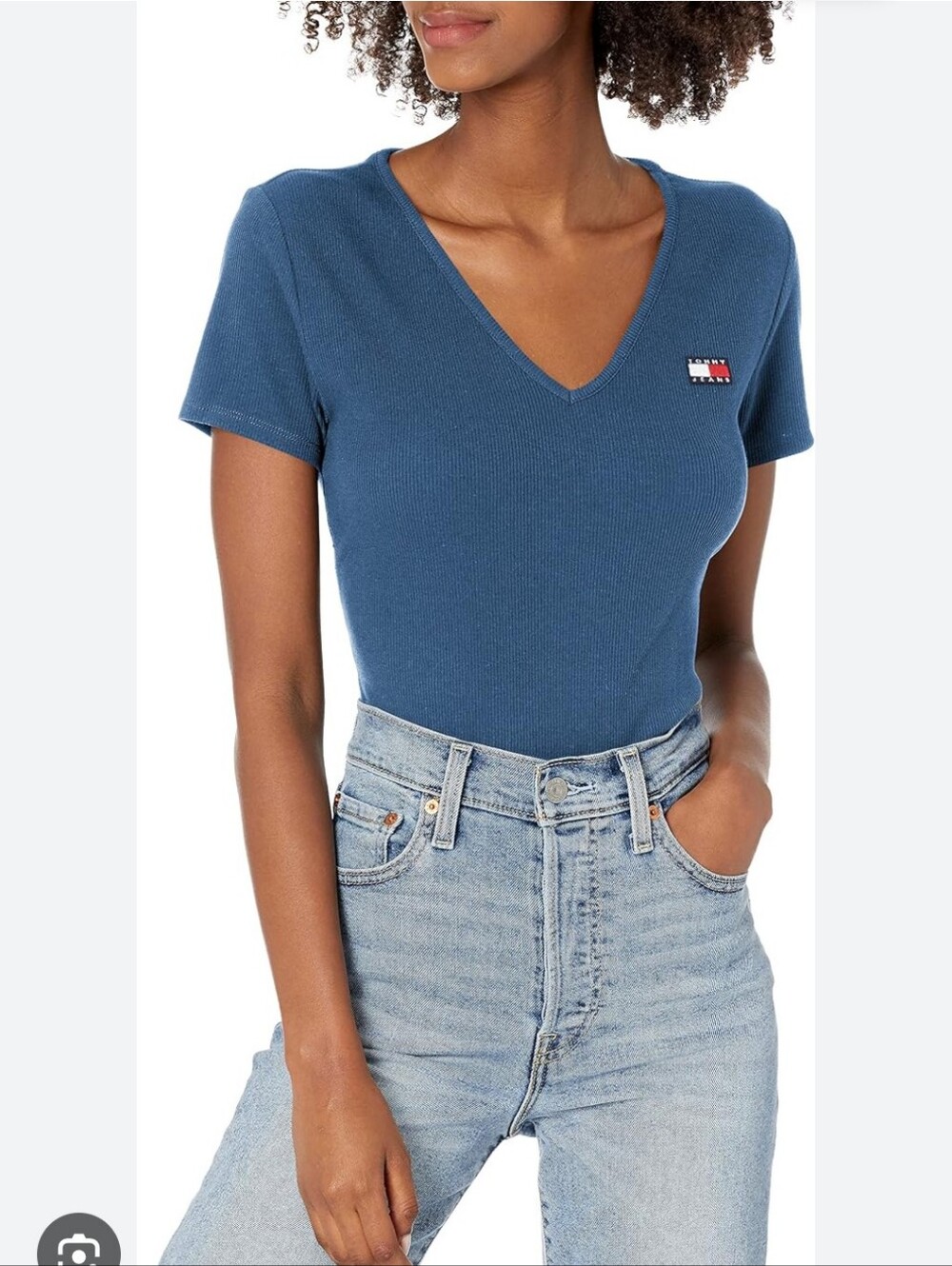Tommy Hilfiger Blue V-Neck Bodysuit